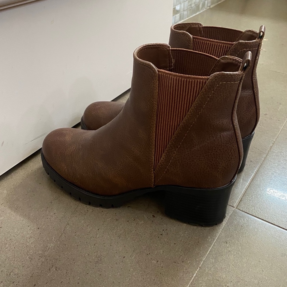 MIA Brown heeled booties vegan leather 9